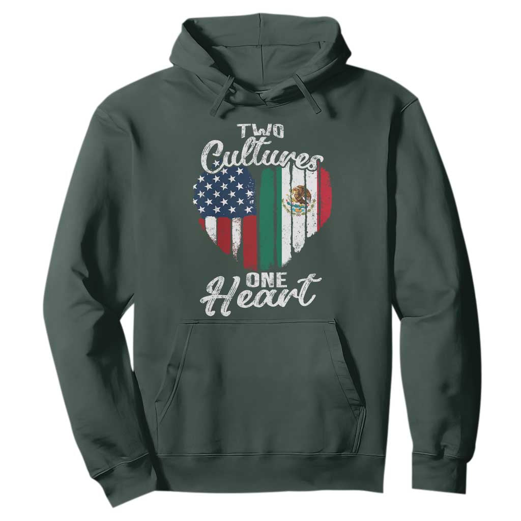 Mexican Roots Hoodie Mexican American Flag Two Cultures One Heart TS10 Dark Forest Green Print Your Wear