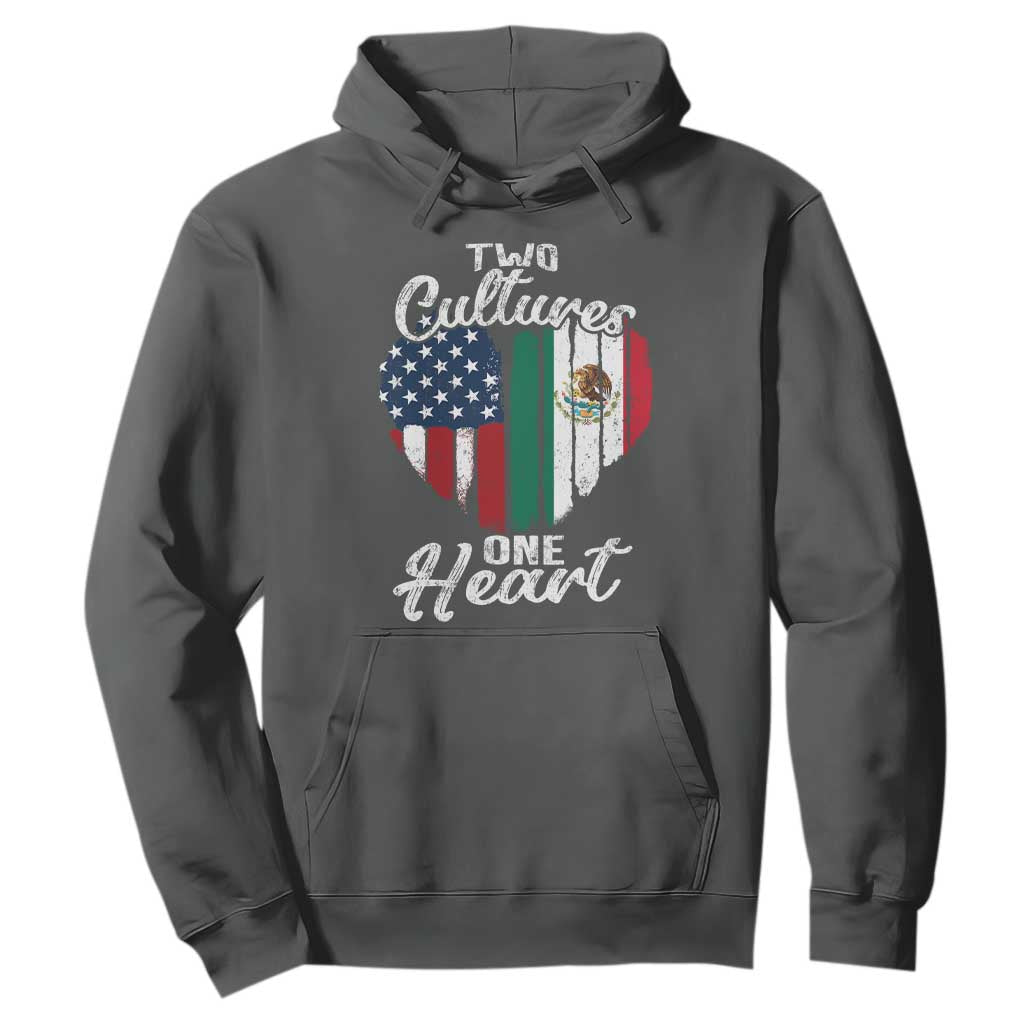 Mexican Roots Hoodie Mexican American Flag Two Cultures One Heart TS10 Dark Heather Print Your Wear