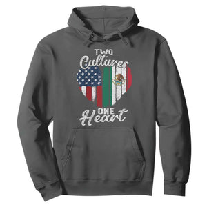 Mexican Roots Hoodie Mexican American Flag Two Cultures One Heart TS10 Dark Heather Print Your Wear