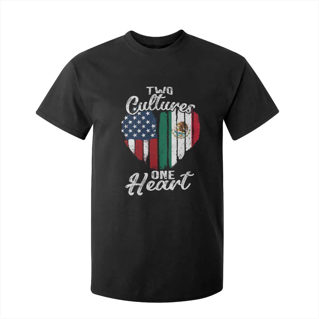 Mexican Roots T Shirt For Kid Mexican American Flag Two Cultures One Heart TS10 Black Print Your Wear