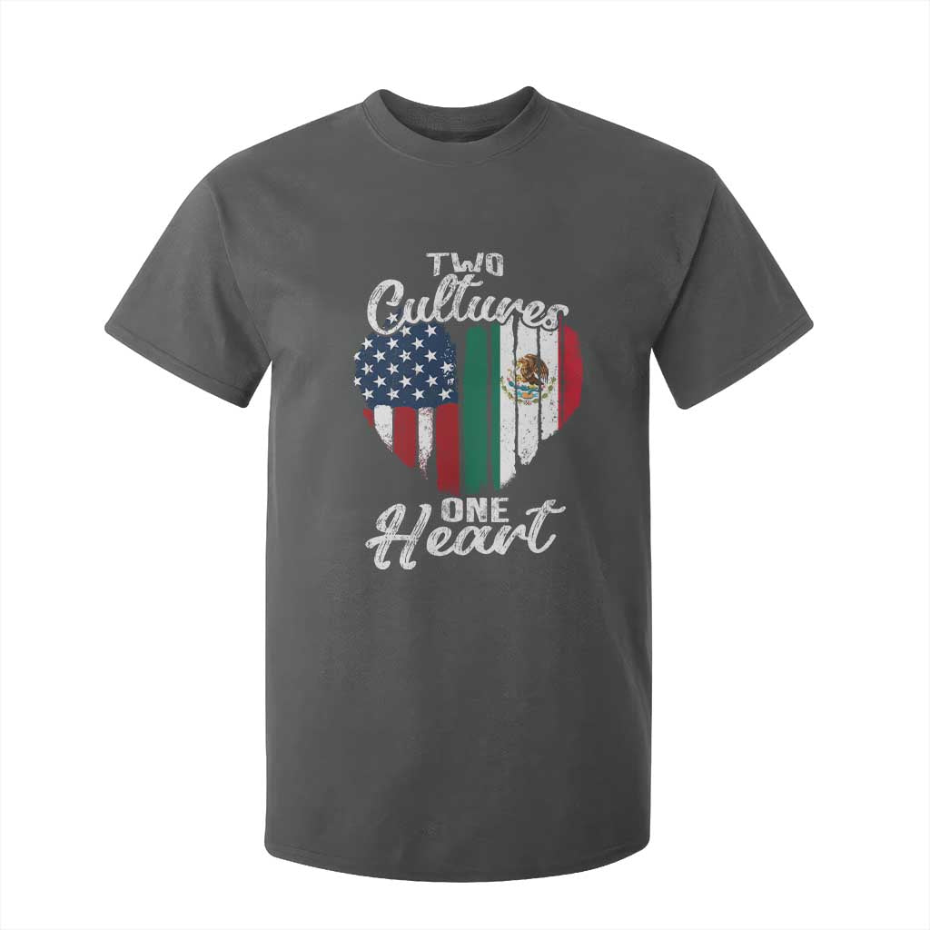 Mexican Roots T Shirt For Kid Mexican American Flag Two Cultures One Heart TS10 Dark Heather Print Your Wear