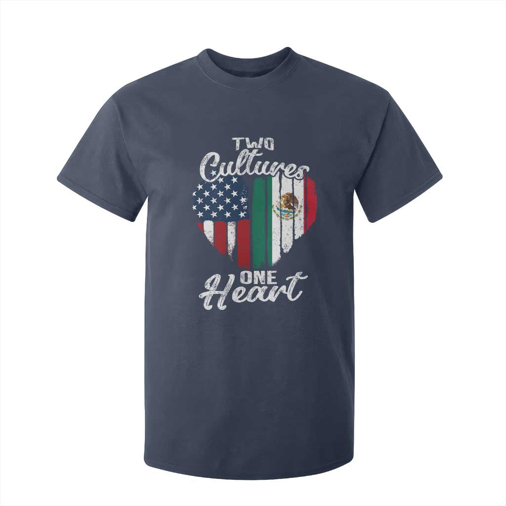 Mexican Roots T Shirt For Kid Mexican American Flag Two Cultures One Heart TS10 Navy Print Your Wear