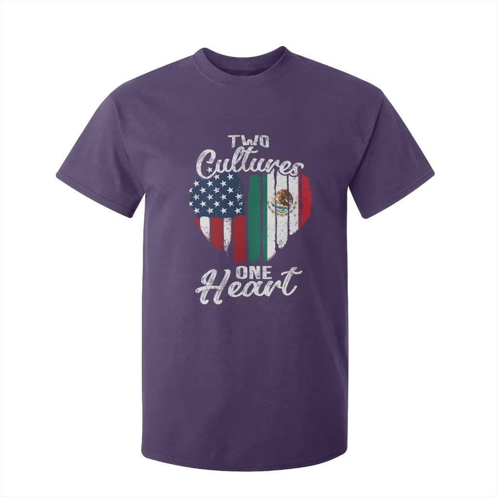 Mexican Roots T Shirt For Kid Mexican American Flag Two Cultures One Heart TS10 Purple Print Your Wear