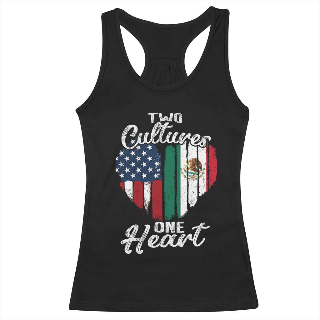 Mexican Roots Racerback Tank Top Mexican American Flag Two Cultures One Heart TS10 Black Print Your Wear