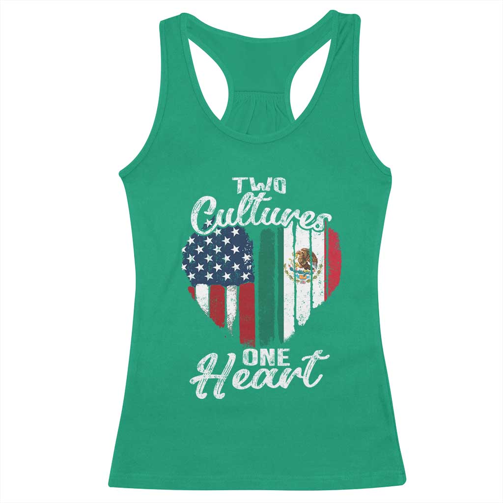 Mexican Roots Racerback Tank Top Mexican American Flag Two Cultures One Heart TS10 Irish Green Print Your Wear