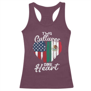 Mexican Roots Racerback Tank Top Mexican American Flag Two Cultures One Heart TS10 Maroon Print Your Wear
