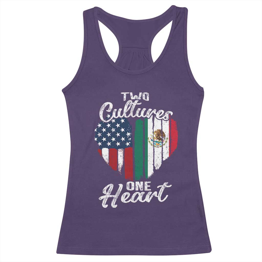 Mexican Roots Racerback Tank Top Mexican American Flag Two Cultures One Heart TS10 Purple Print Your Wear