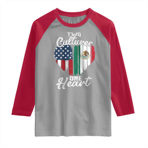 Mexican Roots Raglan Shirt Mexican American Flag Two Cultures One Heart TS10 Sport Gray Red Print Your Wear