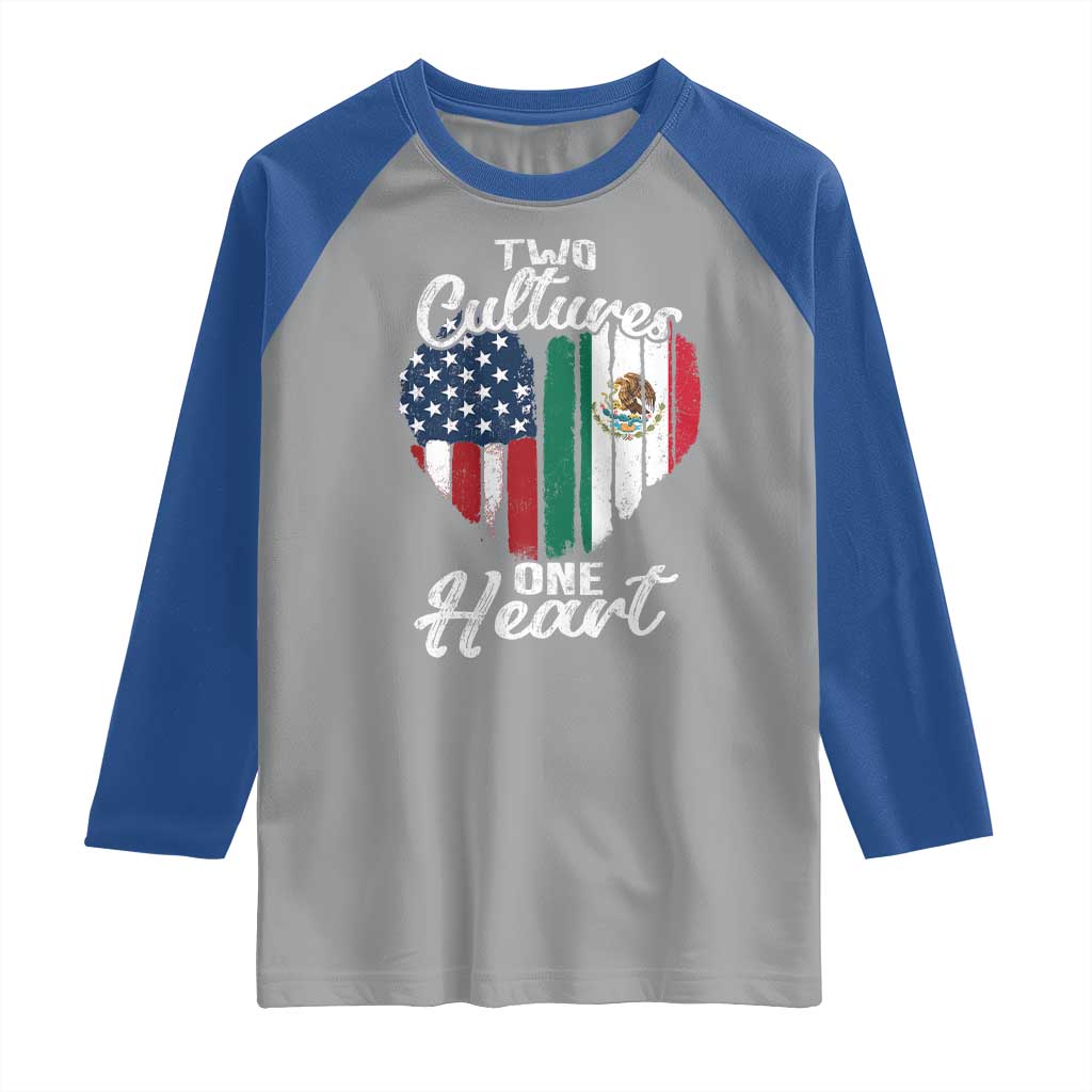 Mexican Roots Raglan Shirt Mexican American Flag Two Cultures One Heart TS10 Sport Gray Royal Print Your Wear