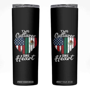 Mexican Roots Skinny Tumbler Mexican American Flag Two Cultures One Heart TS10 Black Print Your Wear