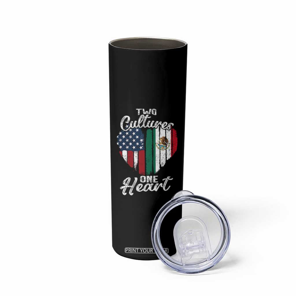 Mexican Roots Skinny Tumbler Mexican American Flag Two Cultures One Heart TS10 Print Your Wear