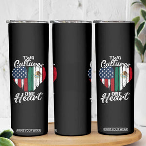 Mexican Roots Skinny Tumbler Mexican American Flag Two Cultures One Heart TS10 Print Your Wear