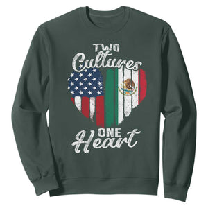 Mexican Roots Sweatshirt Mexican American Flag Two Cultures One Heart TS10 Dark Forest Green Print Your Wear