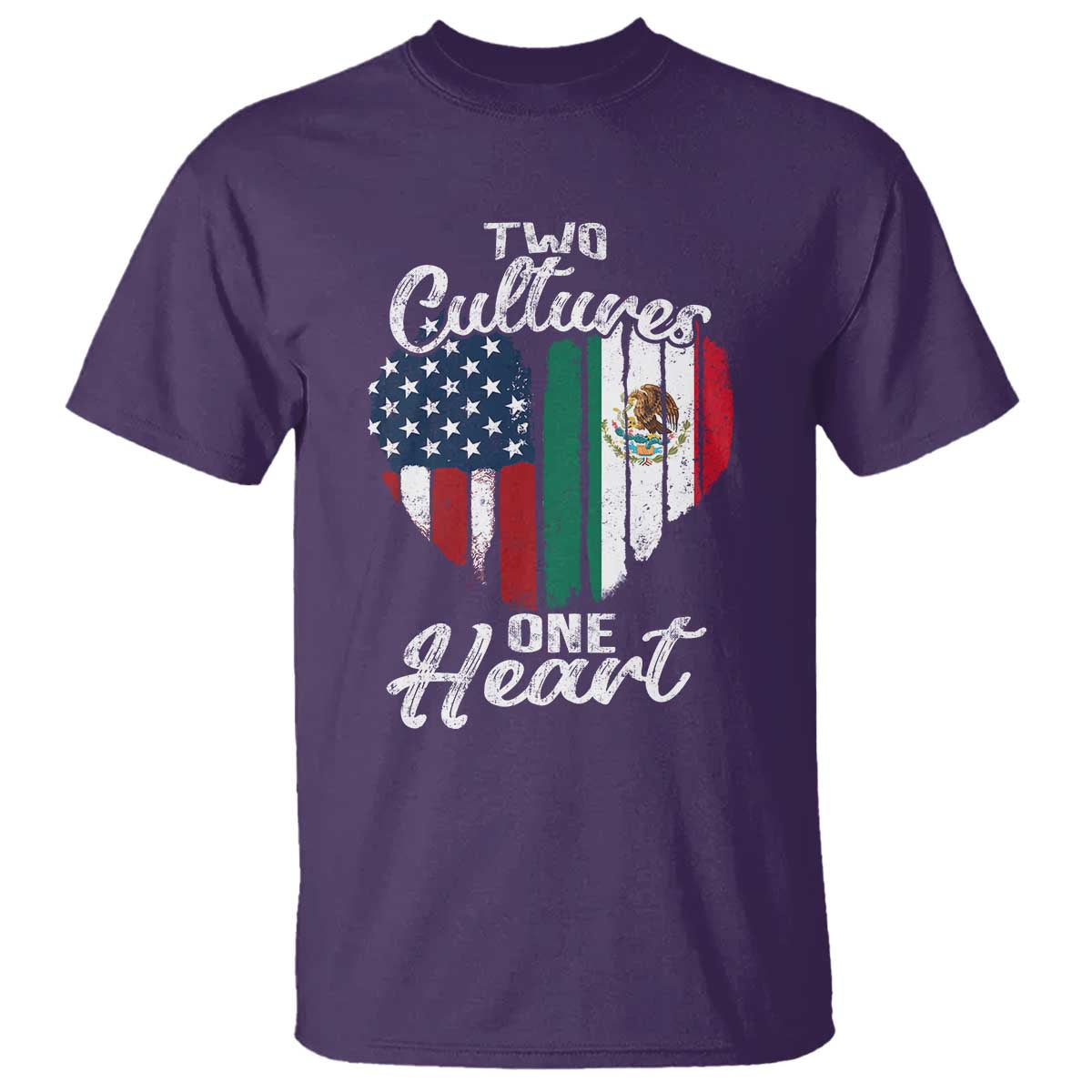 Mexican Roots T Shirt Mexican American Flag Two Cultures One Heart TS10 Purple Print Your Wear