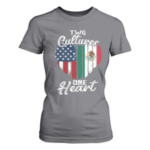 Mexican Roots T Shirt For Women Mexican American Flag Two Cultures One Heart TS10 Charcoal Print Your Wear