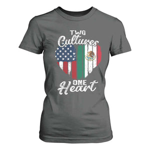 Mexican Roots T Shirt For Women Mexican American Flag Two Cultures One Heart TS10 Dark Heather Print Your Wear