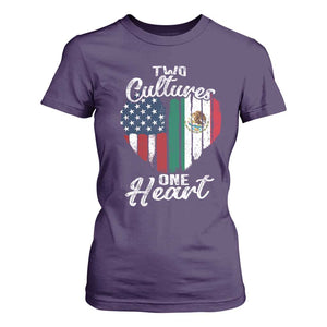Mexican Roots T Shirt For Women Mexican American Flag Two Cultures One Heart TS10 Purple Print Your Wear