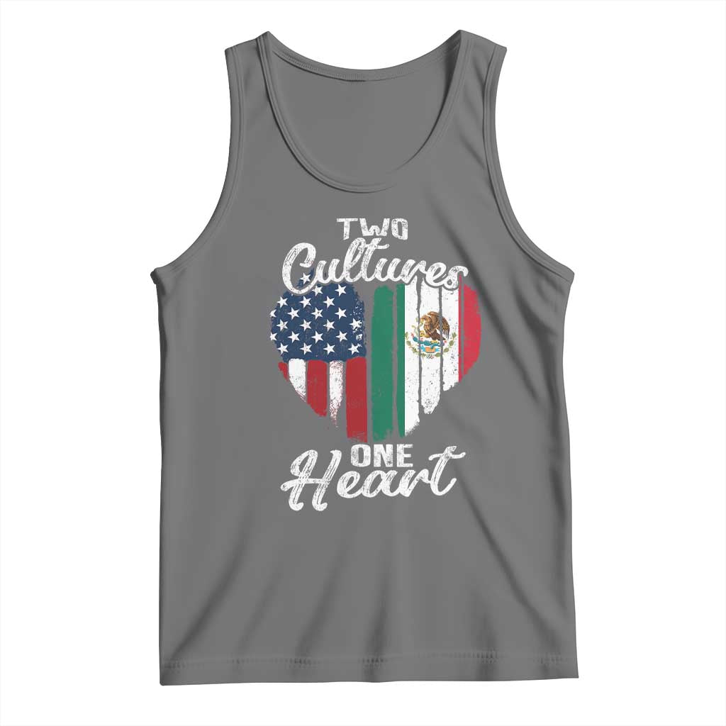 Mexican Roots Tank Top Mexican American Flag Two Cultures One Heart TS10 Black Heather Print Your Wear