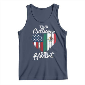 Mexican Roots Tank Top Mexican American Flag Two Cultures One Heart TS10 Navy Print Your Wear