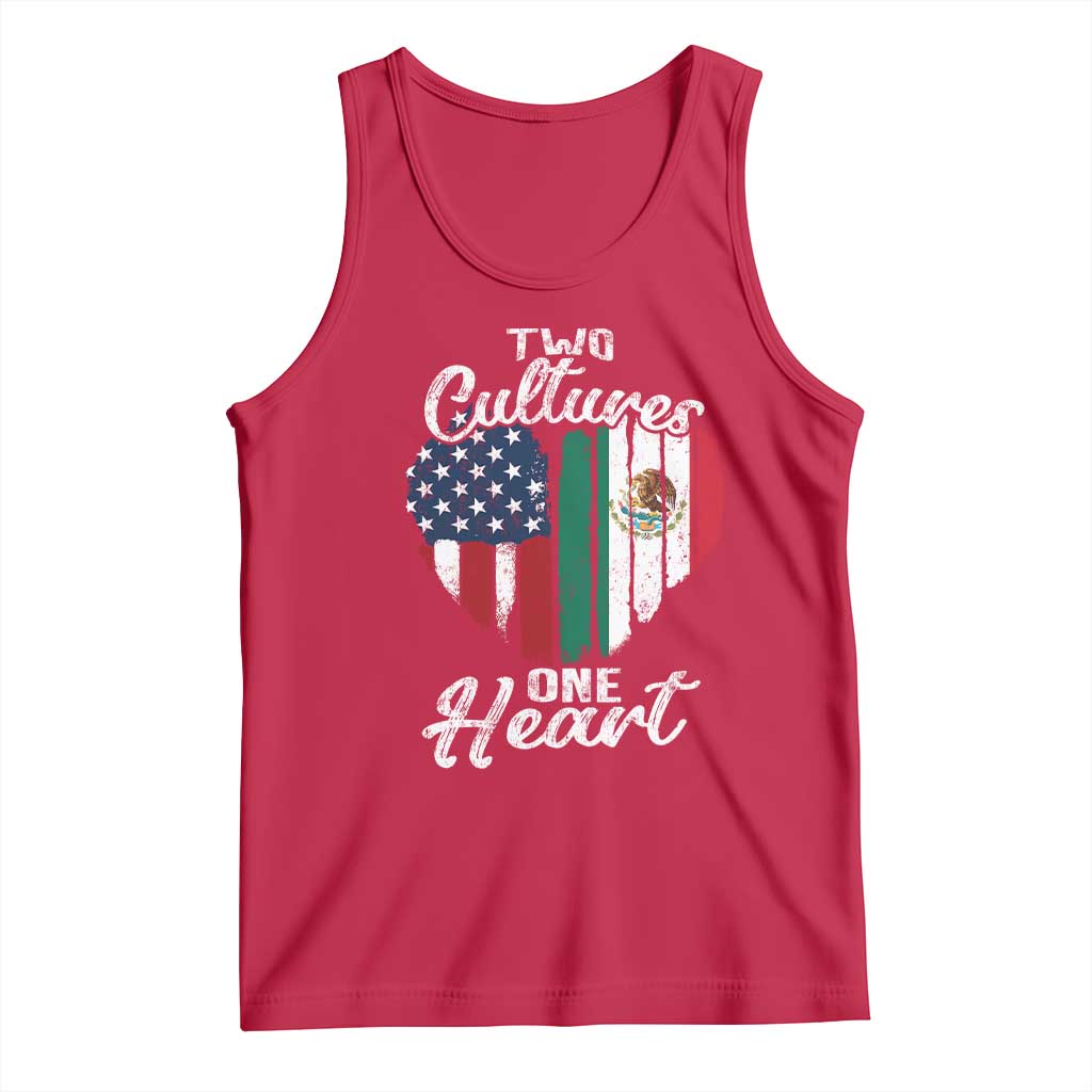 Mexican Roots Tank Top Mexican American Flag Two Cultures One Heart TS10 Red Print Your Wear
