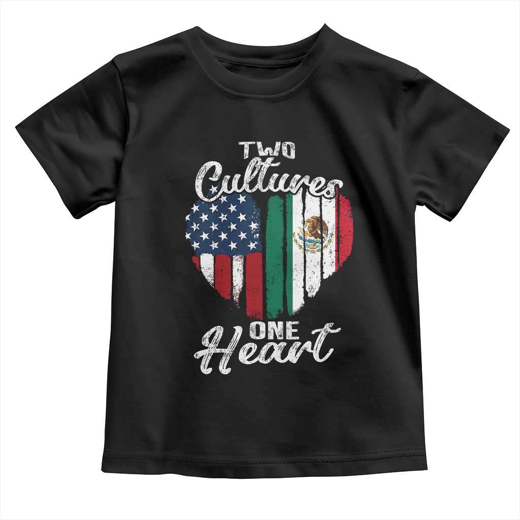 Mexican Roots Toddler T Shirt Mexican American Flag Two Cultures One Heart TS10 Black Print Your Wear