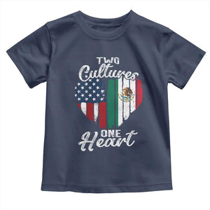 Mexican Roots Toddler T Shirt Mexican American Flag Two Cultures One Heart TS10 Navy Print Your Wear