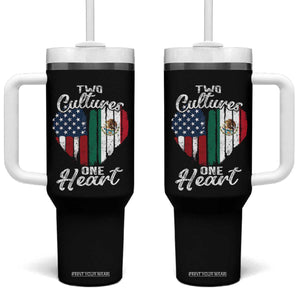 Mexican Roots Tumbler With Handle Mexican American Flag Two Cultures One Heart TS10 One Size: 40 oz Black Print Your Wear