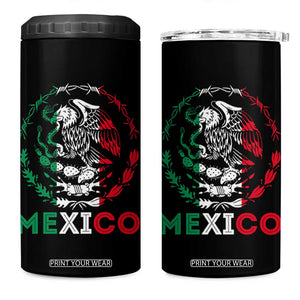 Mexico Coat of Arms 4 in 1 Can Cooler Tumbler Eagle Mexican Flag Mexico Heritage Roots TS10 One Size: 16 oz Black Print Your Wear