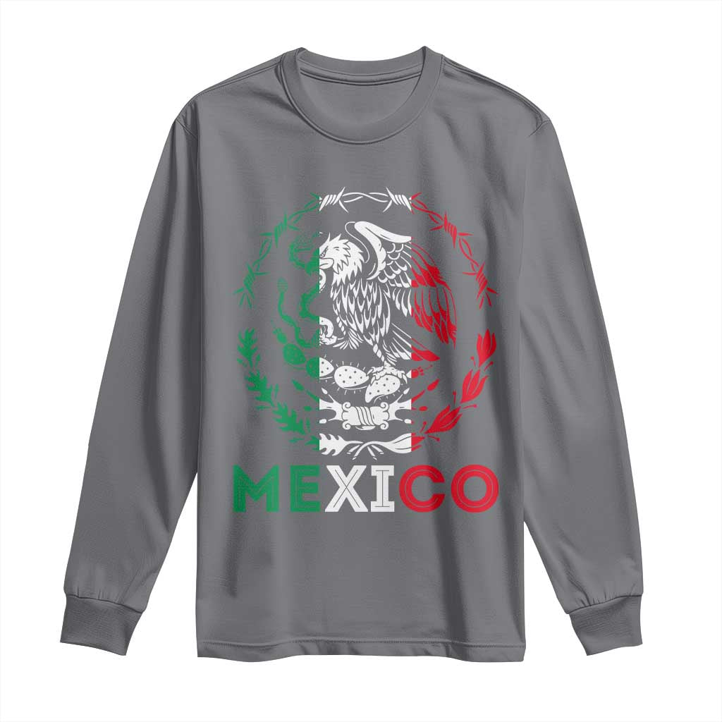Mexico Coat of Arms Long Sleeve Shirt Eagle Mexican Flag Mexico Heritage Roots TS10 Charcoal Print Your Wear