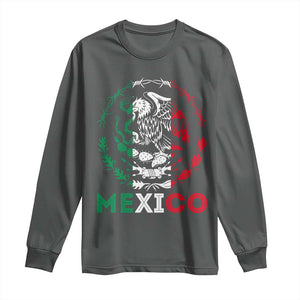 Mexico Coat of Arms Long Sleeve Shirt Eagle Mexican Flag Mexico Heritage Roots TS10 Dark Heather Print Your Wear