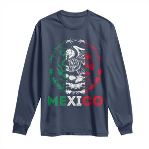 Mexico Coat of Arms Long Sleeve Shirt Eagle Mexican Flag Mexico Heritage Roots TS10 Navy Print Your Wear