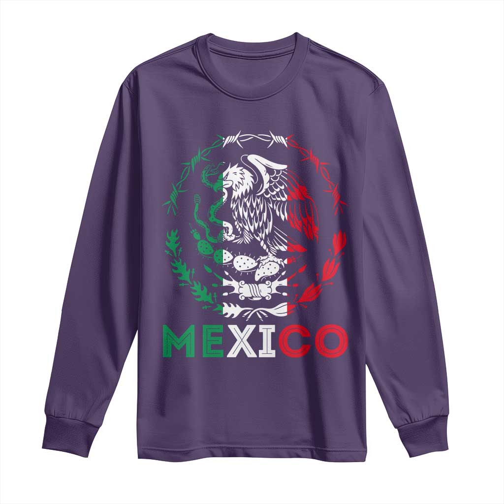 Mexico Coat of Arms Long Sleeve Shirt Eagle Mexican Flag Mexico Heritage Roots TS10 Purple Print Your Wear