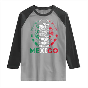 Mexico Coat of Arms Raglan Shirt Eagle Mexican Flag Mexico Heritage Roots TS10 Sport Gray Black Print Your Wear