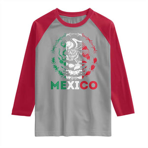 Mexico Coat of Arms Raglan Shirt Eagle Mexican Flag Mexico Heritage Roots TS10 Sport Gray Red Print Your Wear
