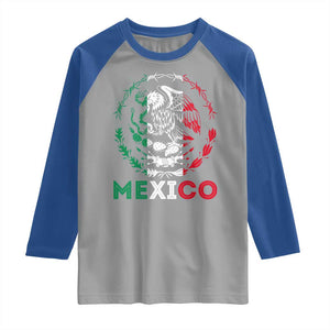 Mexico Coat of Arms Raglan Shirt Eagle Mexican Flag Mexico Heritage Roots TS10 Sport Gray Royal Print Your Wear