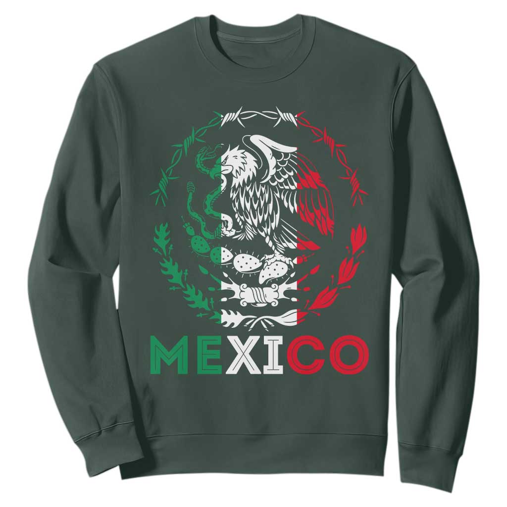 Mexico Coat of Arms Sweatshirt Eagle Mexican Flag Mexico Heritage Roots TS10 Dark Forest Green Print Your Wear