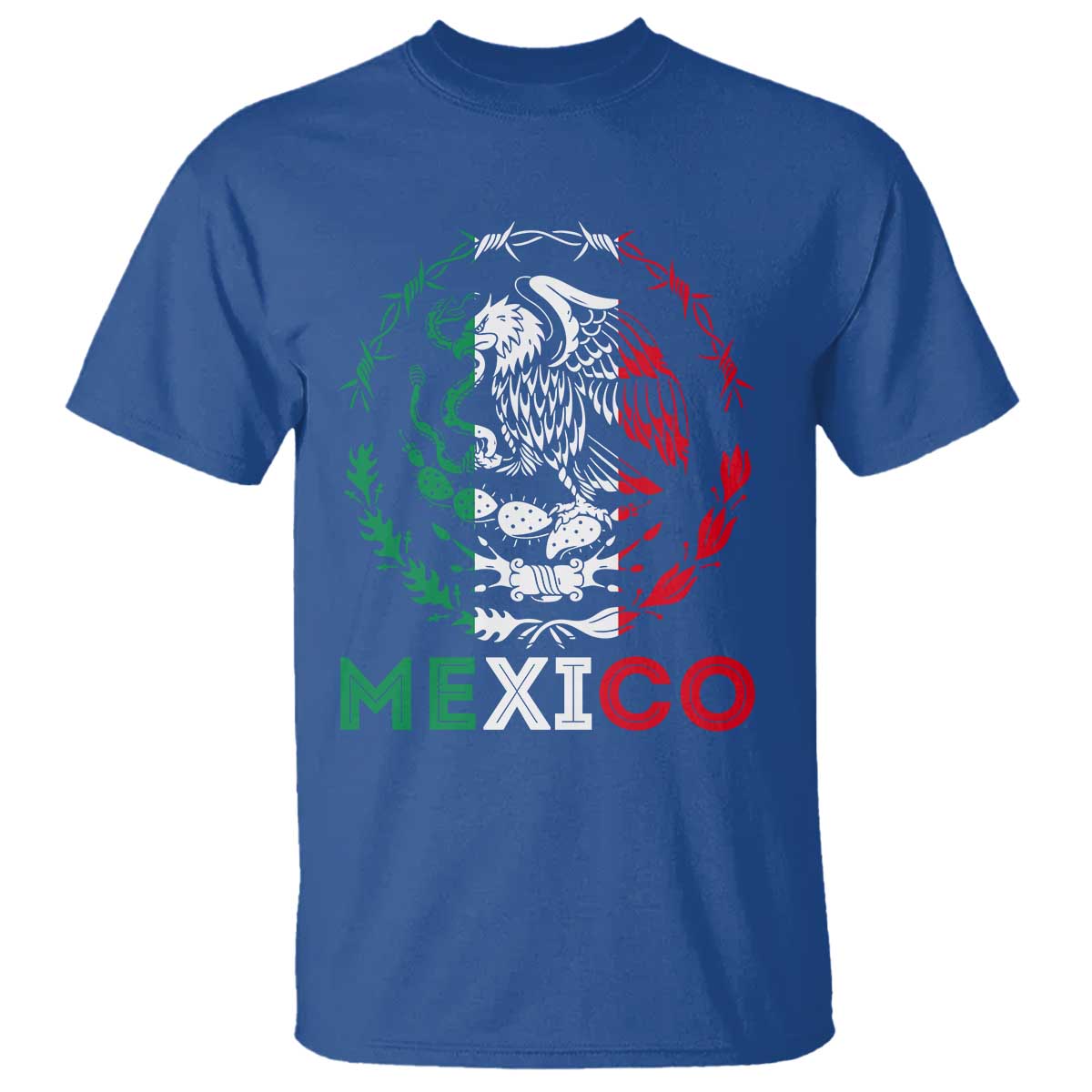Mexico Coat of Arms T Shirt Eagle Mexican Flag Mexico Heritage Roots TS10 Royal Blue Print Your Wear
