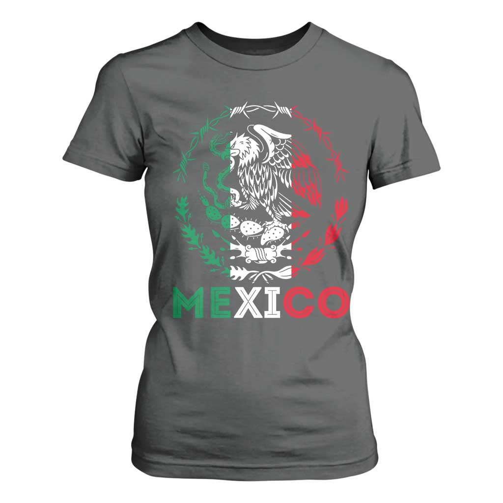 Mexico Coat of Arms T Shirt For Women Eagle Mexican Flag Mexico Heritage Roots TS10 Dark Heather Print Your Wear