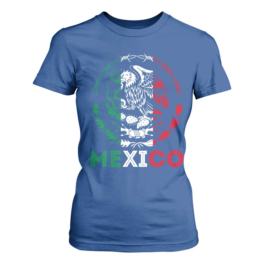 Mexico Coat of Arms T Shirt For Women Eagle Mexican Flag Mexico Heritage Roots TS10 Royal Blue Print Your Wear