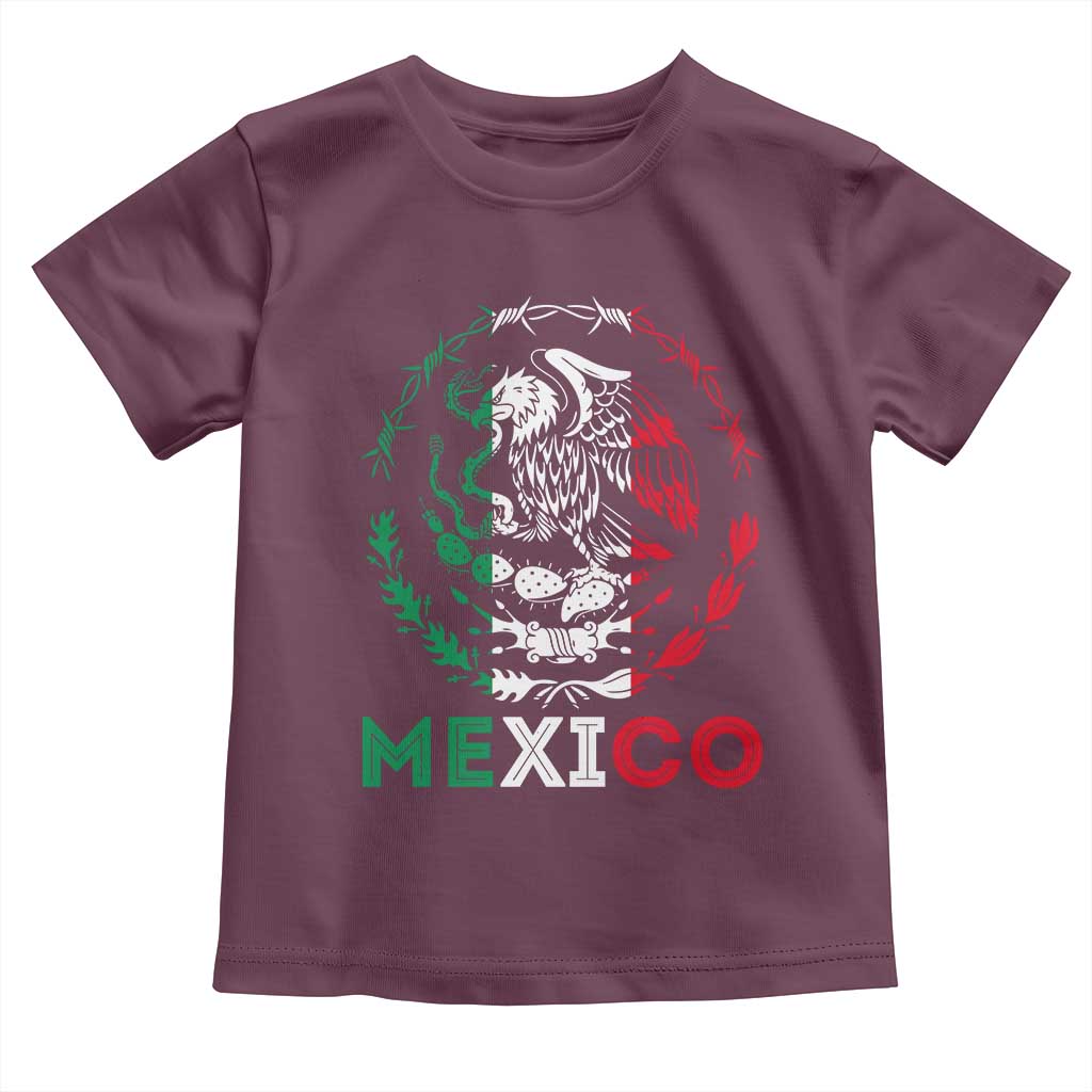 Mexico Coat of Arms Toddler T Shirt Eagle Mexican Flag Mexico Heritage Roots TS10 Maroon Print Your Wear