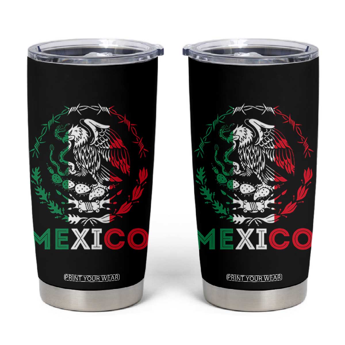 Mexico Coat of Arms Tumbler Cup Eagle Mexican Flag Mexico Heritage Roots TS10 Black Print Your Wear