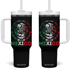 Mexico Coat of Arms Tumbler With Handle Eagle Mexican Flag Mexico Heritage Roots TS10 One Size: 40 oz Black Print Your Wear