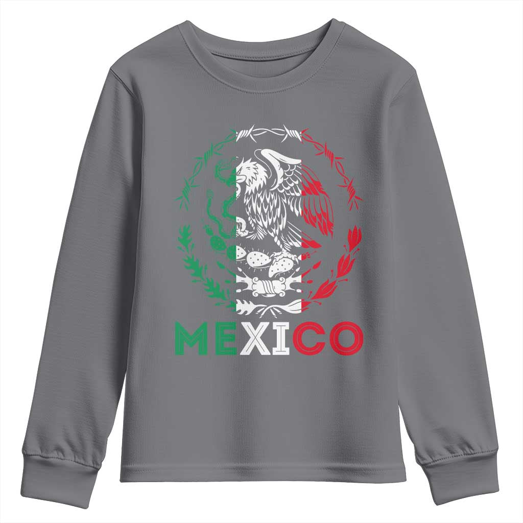 Mexico Coat of Arms Youth Sweatshirt Eagle Mexican Flag Mexico Heritage Roots TS10 Charcoal Print Your Wear