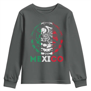 Mexico Coat of Arms Youth Sweatshirt Eagle Mexican Flag Mexico Heritage Roots TS10 Dark Heather Print Your Wear