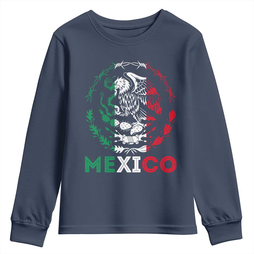 Mexico Coat of Arms Youth Sweatshirt Eagle Mexican Flag Mexico Heritage Roots TS10 Navy Print Your Wear