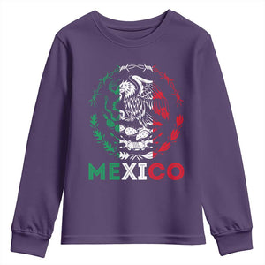 Mexico Coat of Arms Youth Sweatshirt Eagle Mexican Flag Mexico Heritage Roots TS10 Purple Print Your Wear