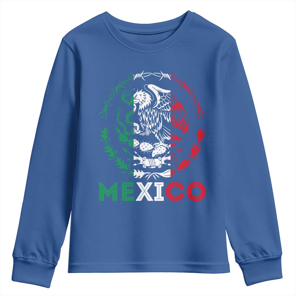 Mexico Coat of Arms Youth Sweatshirt Eagle Mexican Flag Mexico Heritage Roots TS10 Royal Blue Print Your Wear