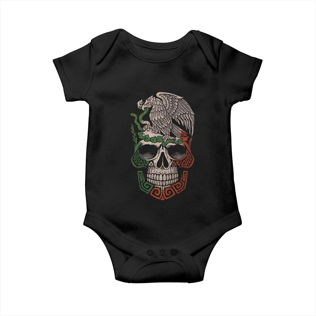 Mexico Coat of Arms Skull Baby Onesie Eagle Mexican Flag Mexico Heritage Roots TS10 Black Print Your Wear