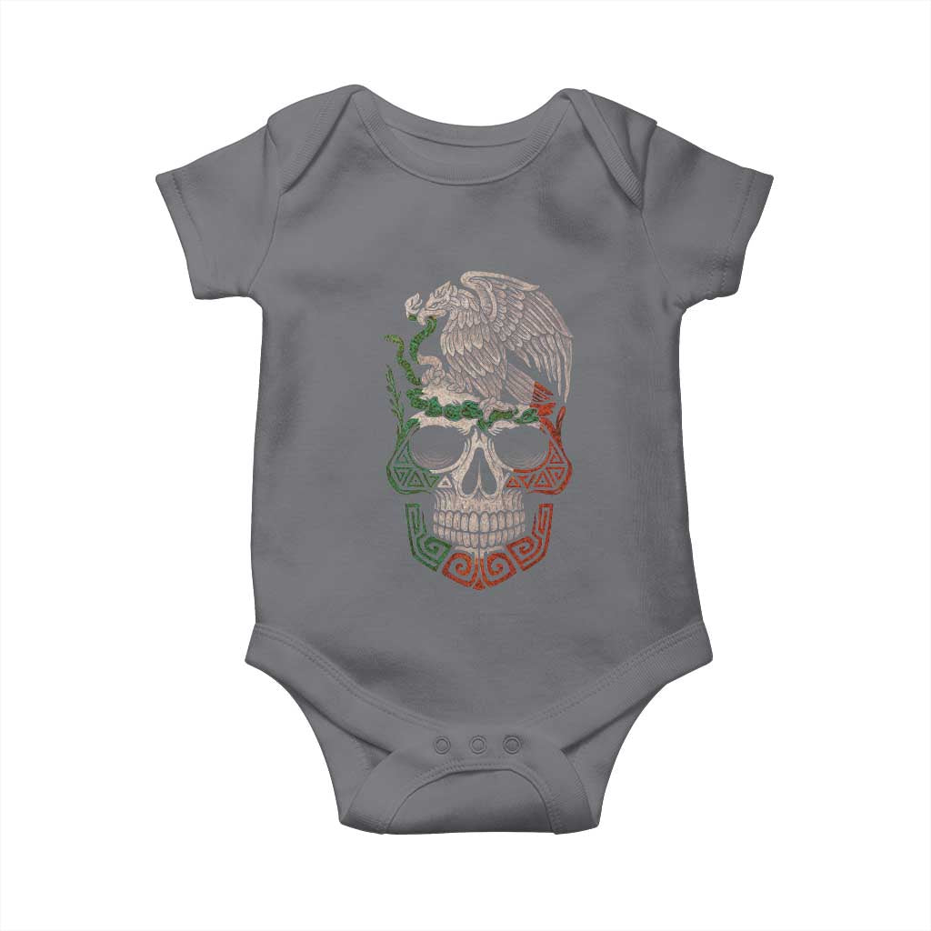 Mexico Coat of Arms Skull Baby Onesie Eagle Mexican Flag Mexico Heritage Roots TS10 Charcoal Print Your Wear