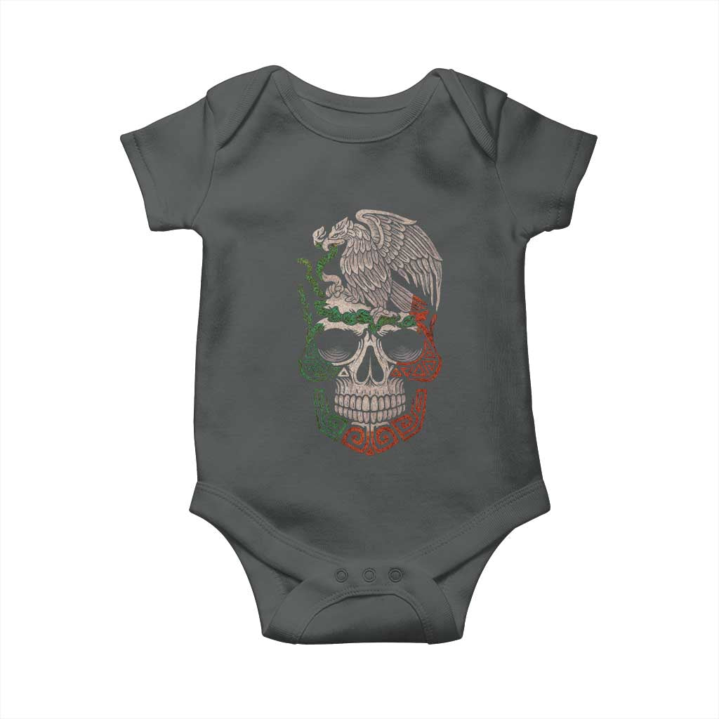 Mexico Coat of Arms Skull Baby Onesie Eagle Mexican Flag Mexico Heritage Roots TS10 Dark Heather Print Your Wear